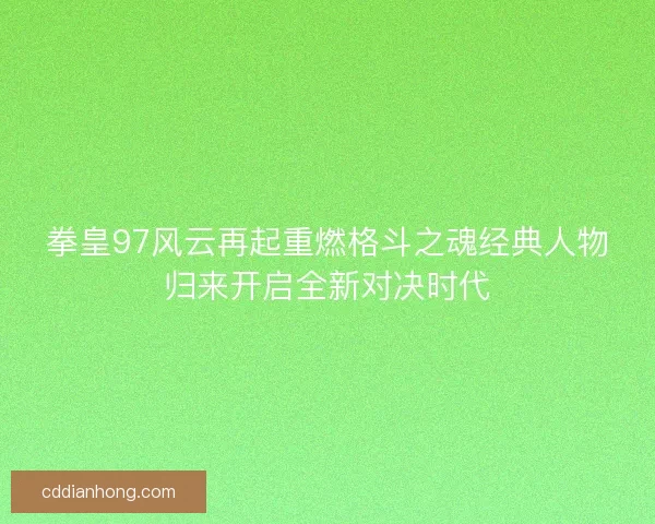 拳皇97风云再起重燃格斗之魂经典人物归来开启全新对决时代